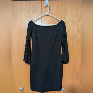 Bar III Black Dress with Lace Sleeves